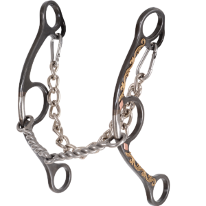 Sherry Cervi Diamond Long Shank Browned Iron Twisted wire snaffle