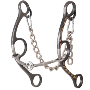 Sherry Cervi Diamond Long Shank Browned Iron O ring square snaffle