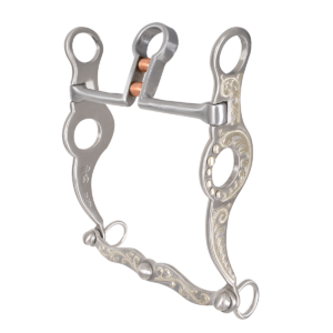 Les Vogt Cowhorse Collection Responder Shank Cowhorse Bit with Keyhole Double Roller, 8-inch