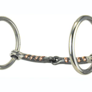 Heavy Loose Ring Snaffle Bit with Scrub Board Overlaid Copper Mouth
