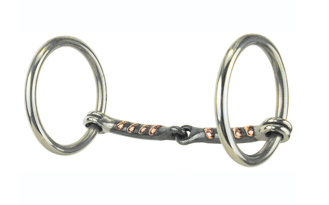 Heavy Loose Ring Snaffle Bit with Scrub Board Overlaid Copper Mouth